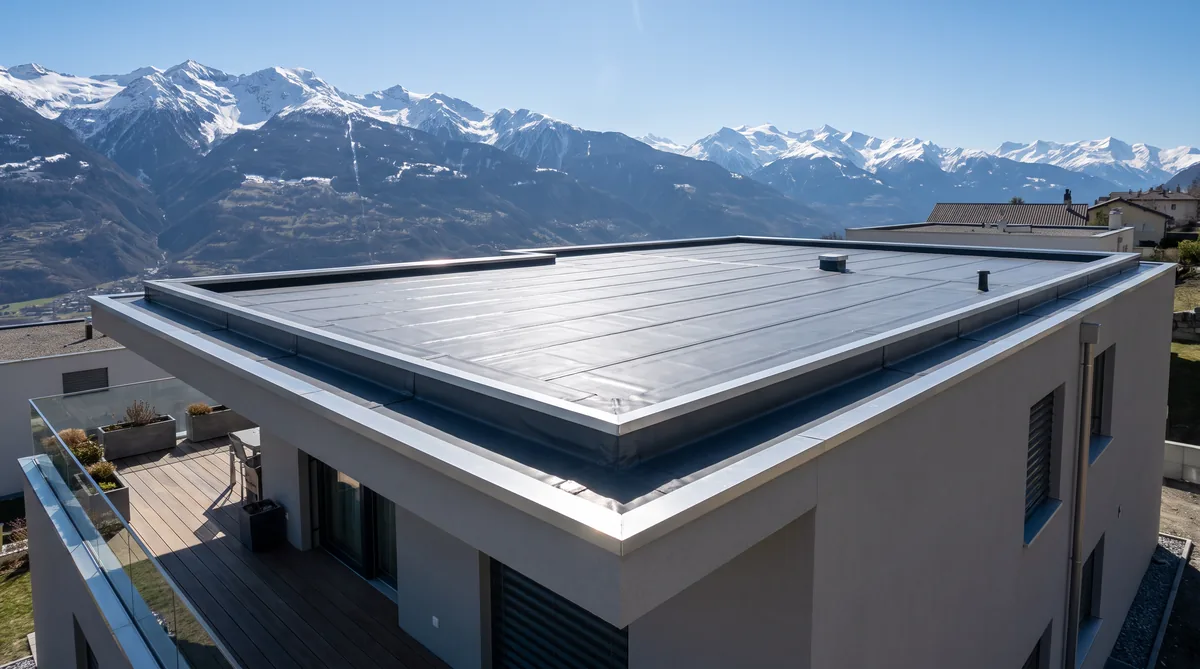 Toit plat d'immeuble avec membrane neuve